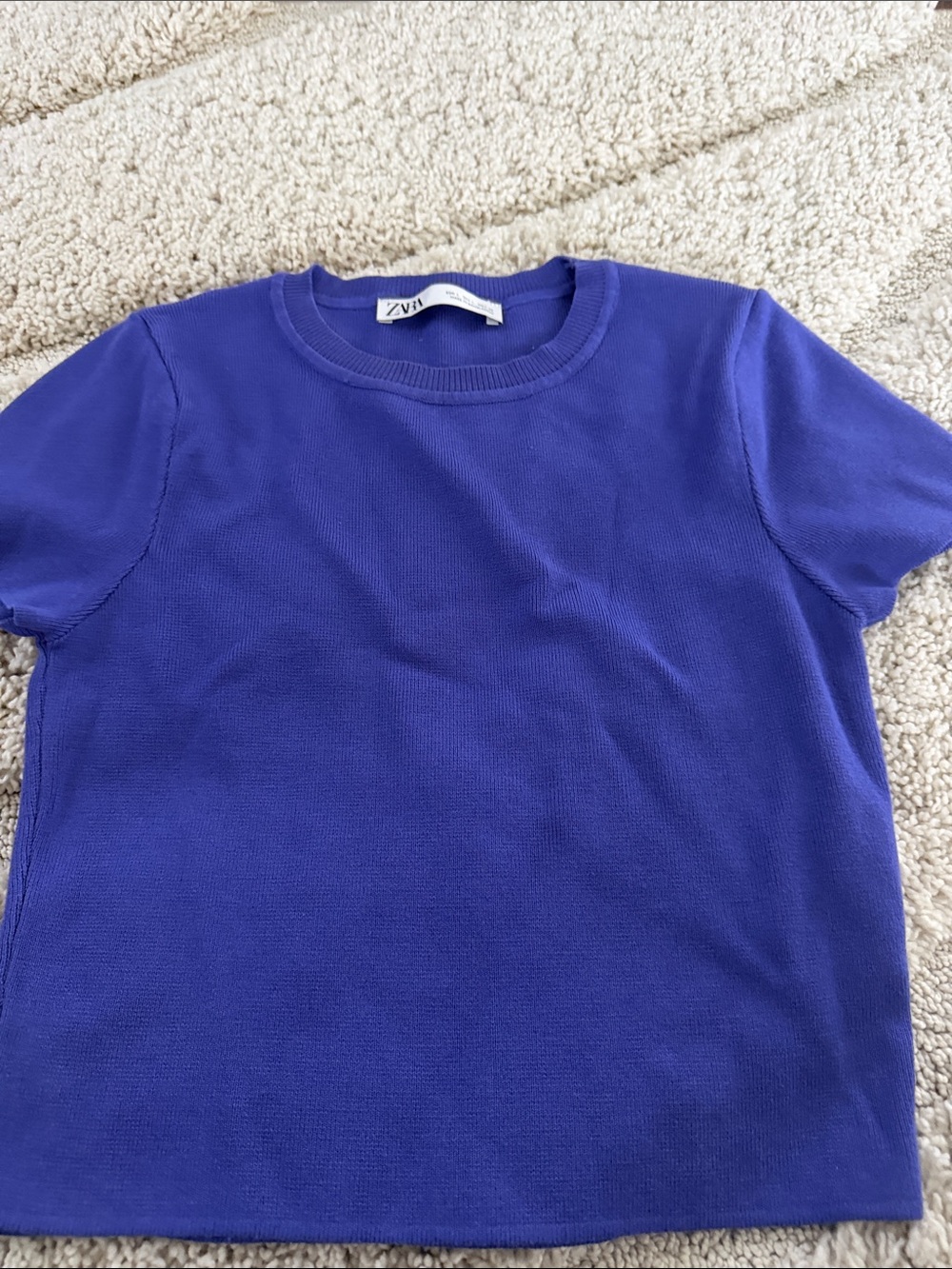 Zara Kids Royal Purple Short Sleeve Knit Tee